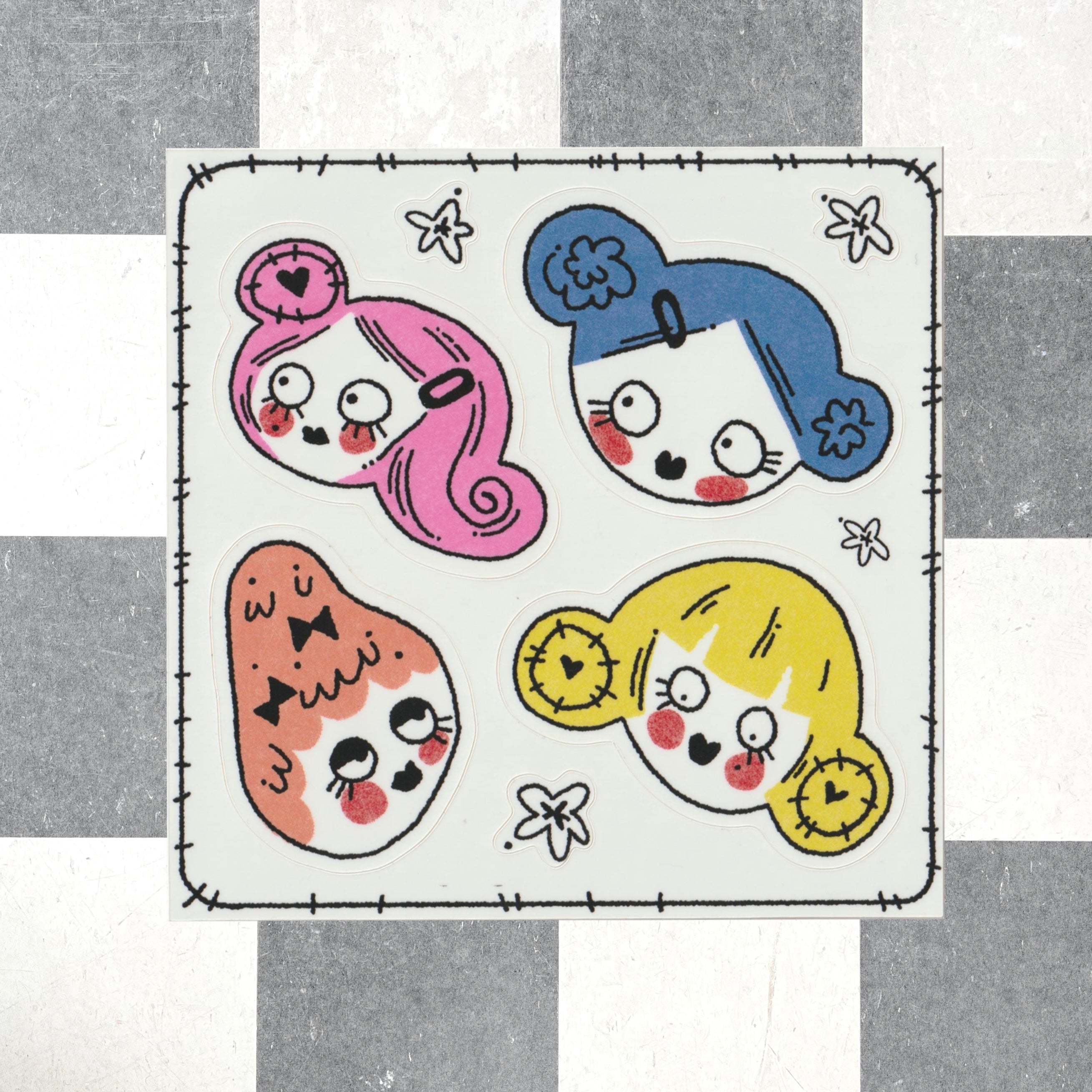 cute color girls sticker sheet